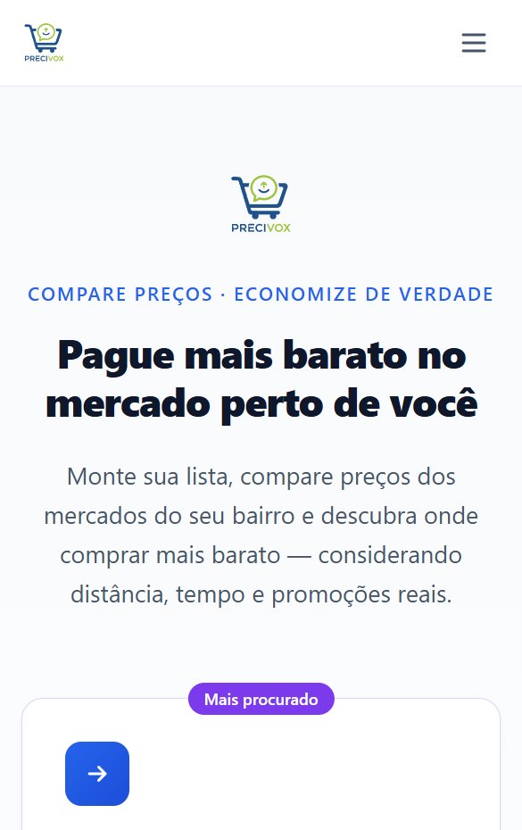 Precivox no celular: “Pague mais barato no mercado perto de você”