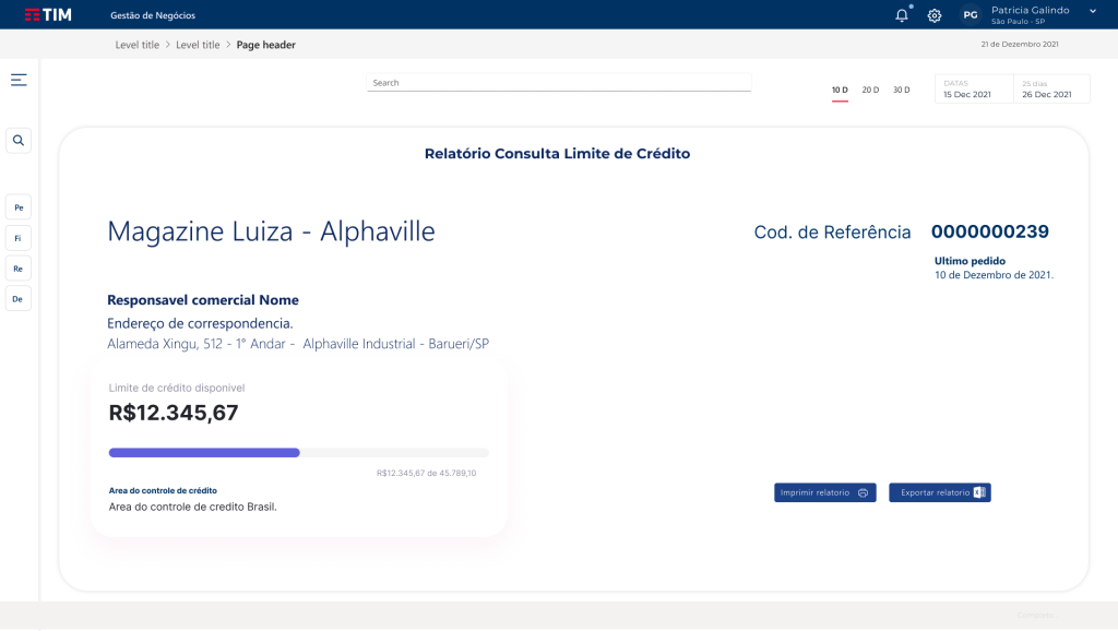 TIM Partner Portal: Credit