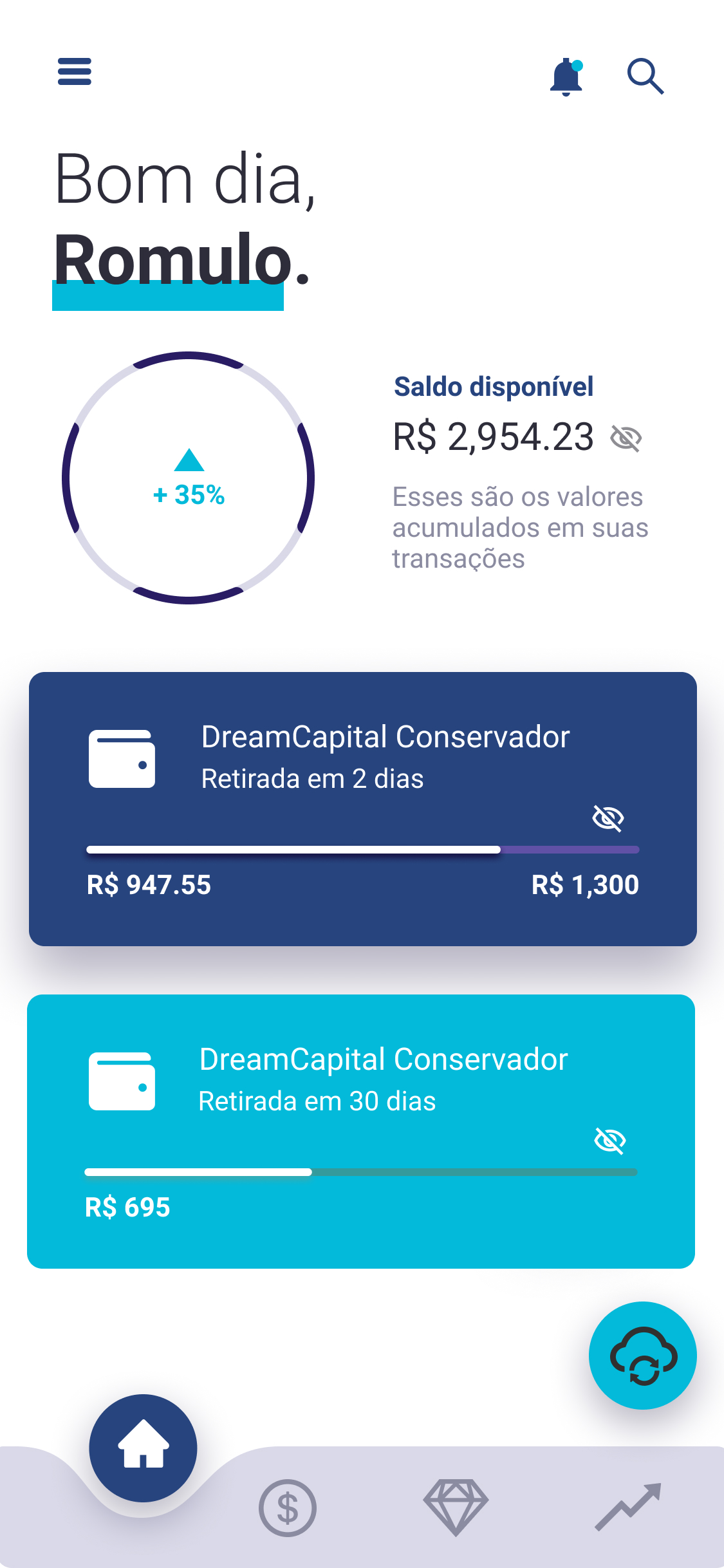 Aplicativo para investimentos financeiros no exterior.
